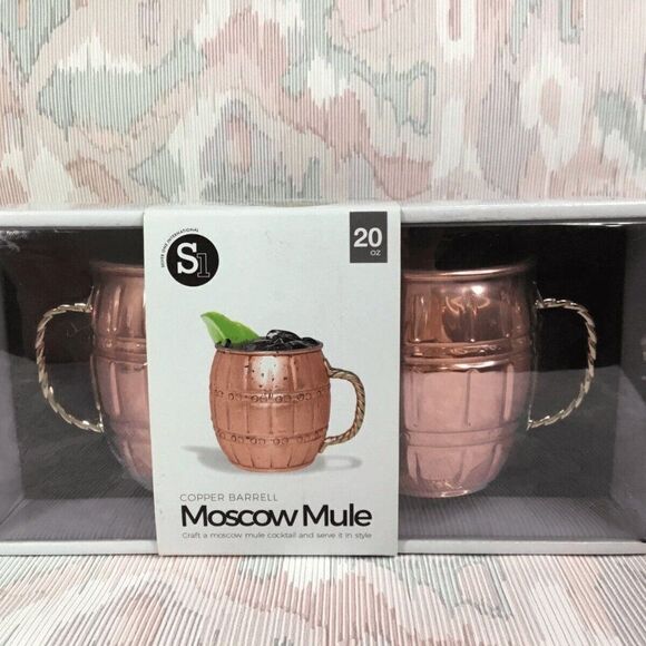 NWB Moscow Mule Finish Solid Copper Set Of 2 550 ml Copper Mug Cup Gift Set New - Picture 5 of 9